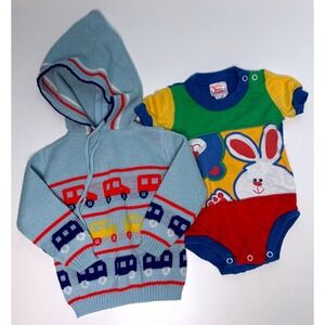 Childwise 6-9mos Lot of 2 Buster Brown Baby Blue Multi Vintage 90s USA